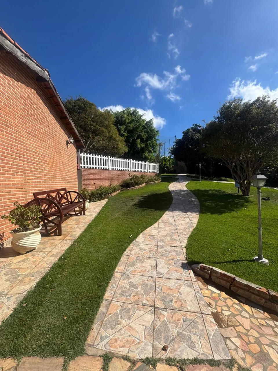 Mulher em um jardim tranquilo observando a natureza — recuperação e recomeço